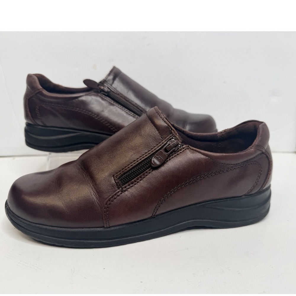 Dr Scholls Walking Shoes Women's 8.5W Brown Leather Side Zip Comfort
